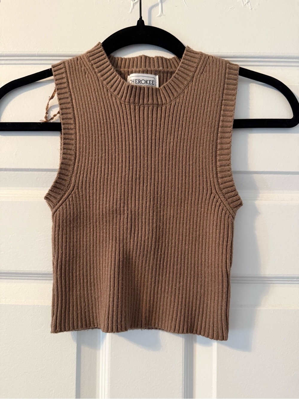 Cherokee Ribbed Sleeveless Knit Tank - Taupe Brown